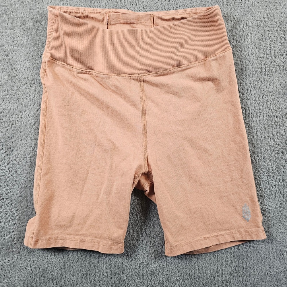 Free People FP Movement Womens Small Peach Ribbed Waist Biker Shorts